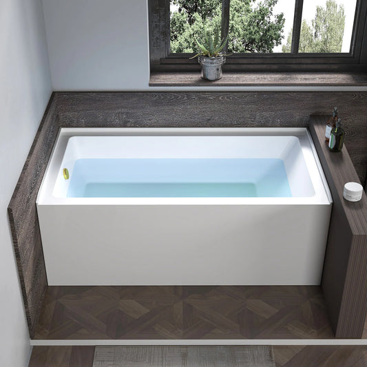 Acrylic Soaking Bathtub with Overflow and Drain LEFT