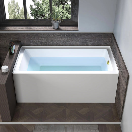Acrylic Soaking Bathtub with Overflow and Drain RIGHT
