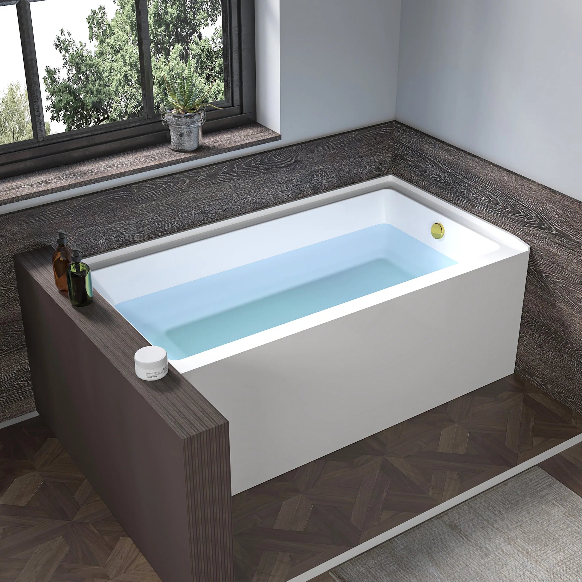 Acrylic Soaking Bathtub with Overflow and Drain RIGHT by Vanity Art