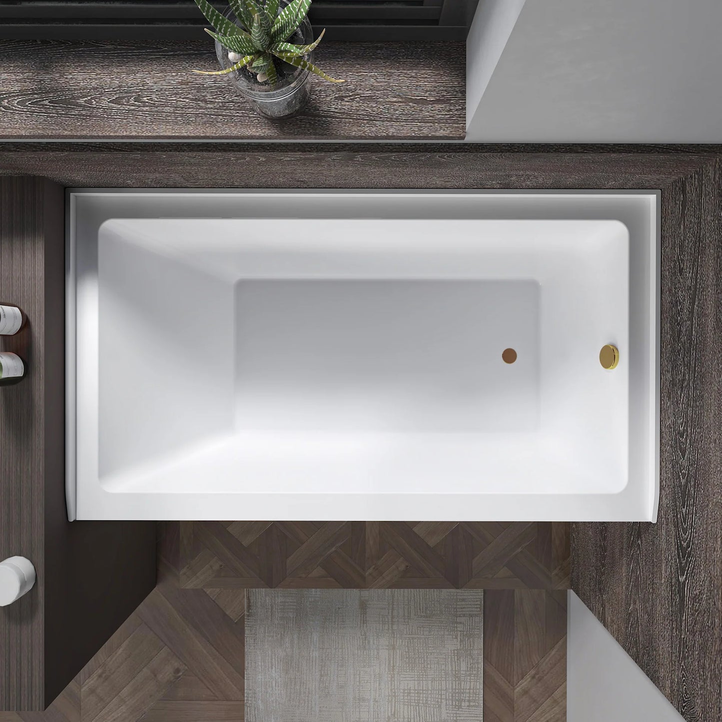 Acrylic Soaking Bathtub with Overflow and Drain Right by Vanity Art