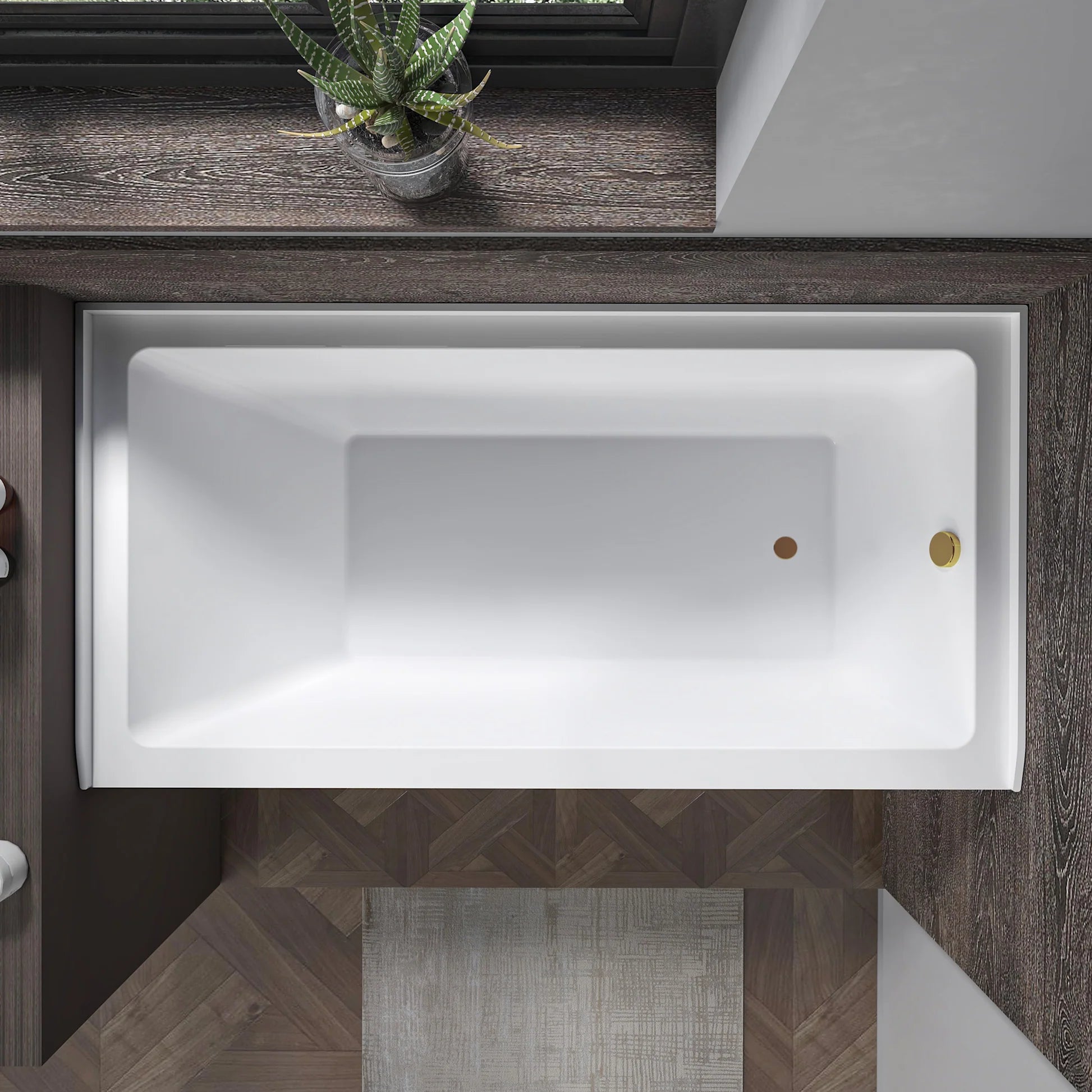 Acrylic Soaking Bathtub with Overflow and Drain RIGHT by Vanity Art