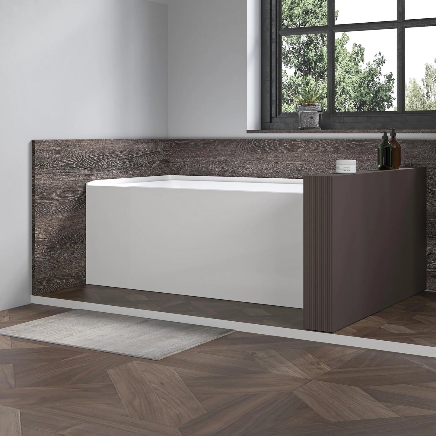 Acrylic Soaking Bathtub with Overflow and Drain LEFT by Vanity Art