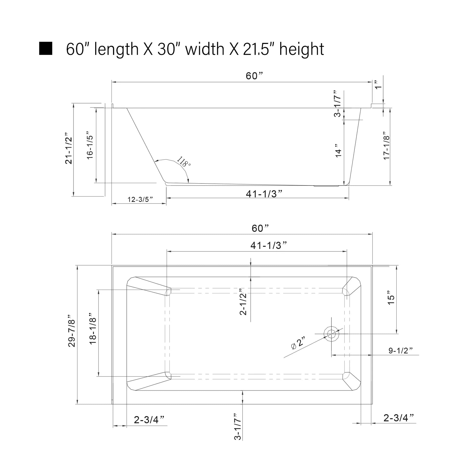Acrylic Soaking Bathtub with Overflow and Drain RIGHT by Vanity Art