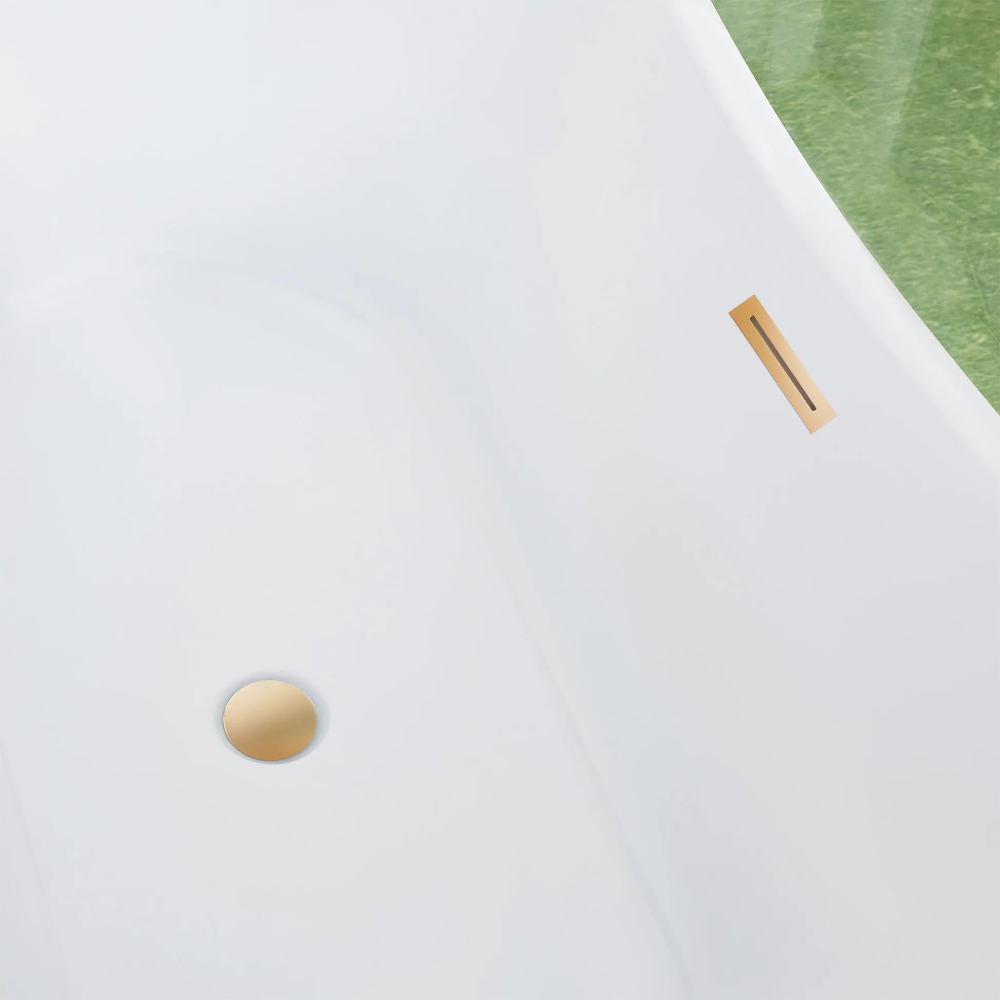 Freestanding Soaking Bathtub with Center Drain by Vanity Art