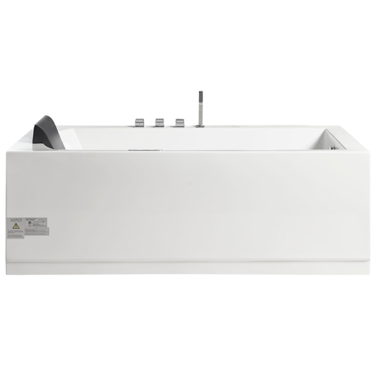 White Rectangular Whirlpool Tub with Fixtures