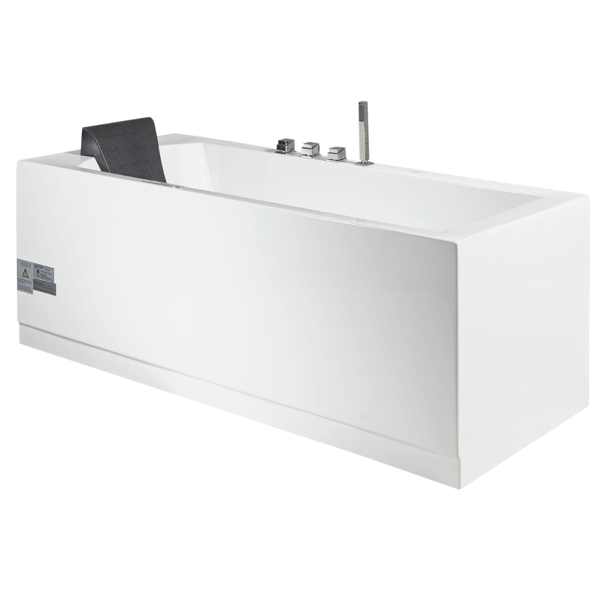 White Rectangular Whirlpool Bathtub w Fixtures by Eago