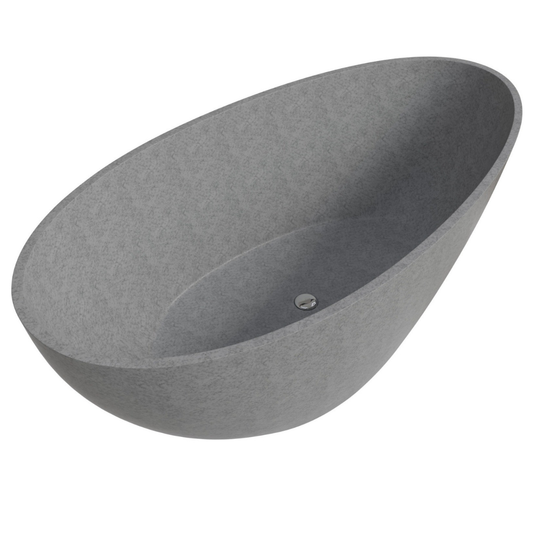 Solid Concrete Tear Drop Freestanding Bathtub by Alfi