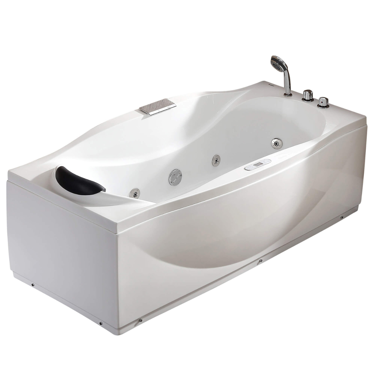 Left Drain White Whirlpool Bathtub w Fixtures by Eago