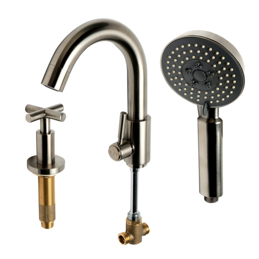Deck Mounted Tub Filler with Hand Held Showerhead by Alfi