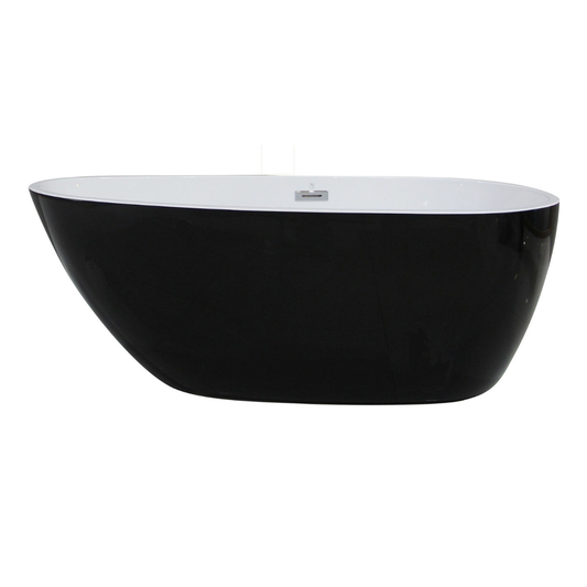Black & White Oval Free Standing Soaking Bathtub by Alfi