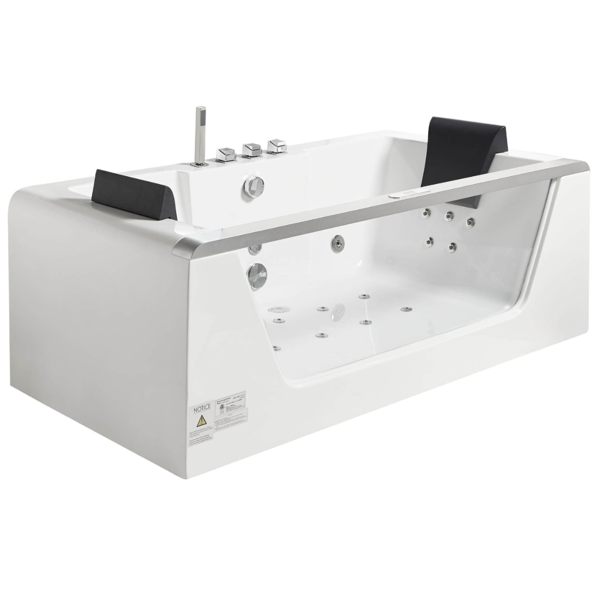 Clear Rectangular Acrylic Whirlpool Bathtub for Two by Eago