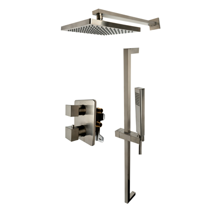 2 Way Thermostatic Square Knob Shower Set w/ Hand held Showerhead by Alfi