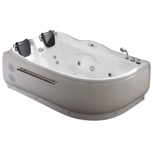 Right Corner Acrylic White Whirlpool Bathtub for Two