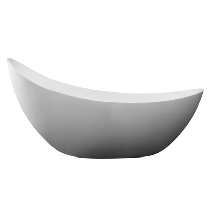 73" White Solid Surface Smooth Resin Soaking Slipper Bathtub by Alfi