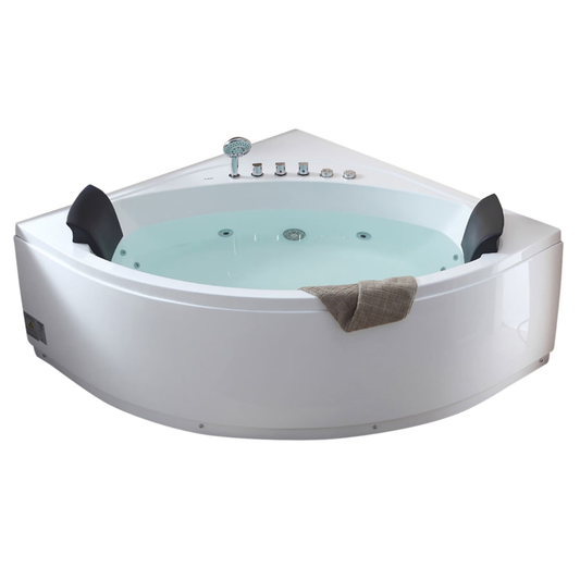 Rounded Modern Double Seat Corner Whirlpool Bath Tub with Fixtures