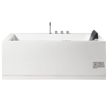 White Rectangular Whirlpool Bathtub, LED Lighting System by Eago