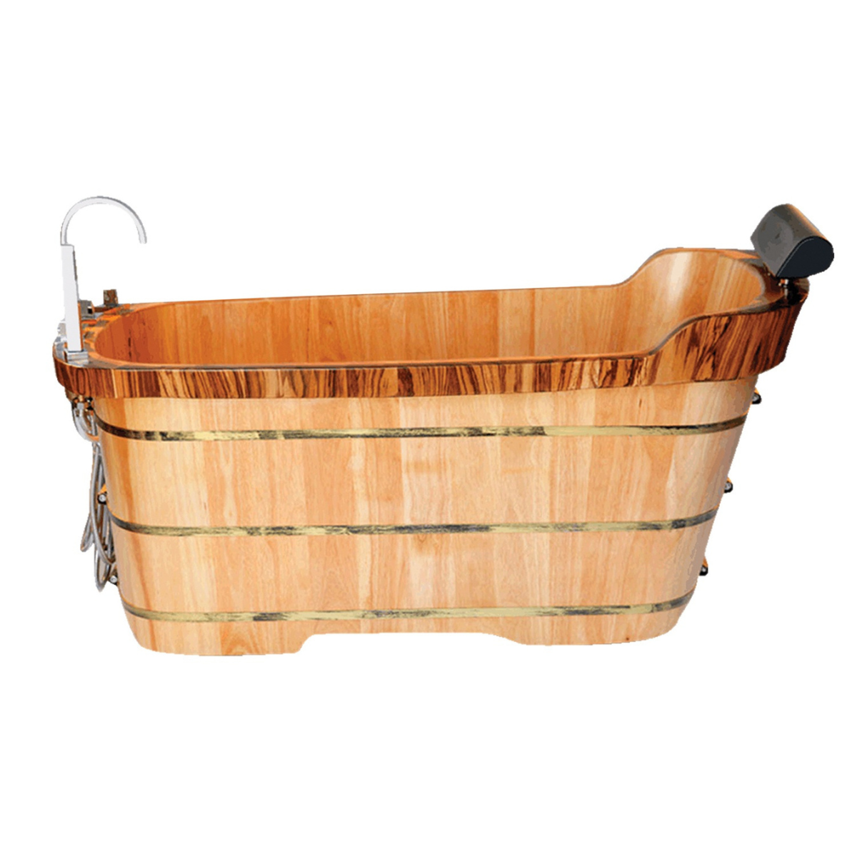 Free Standing Wooden Bathtub with Tub Filler by Alfi