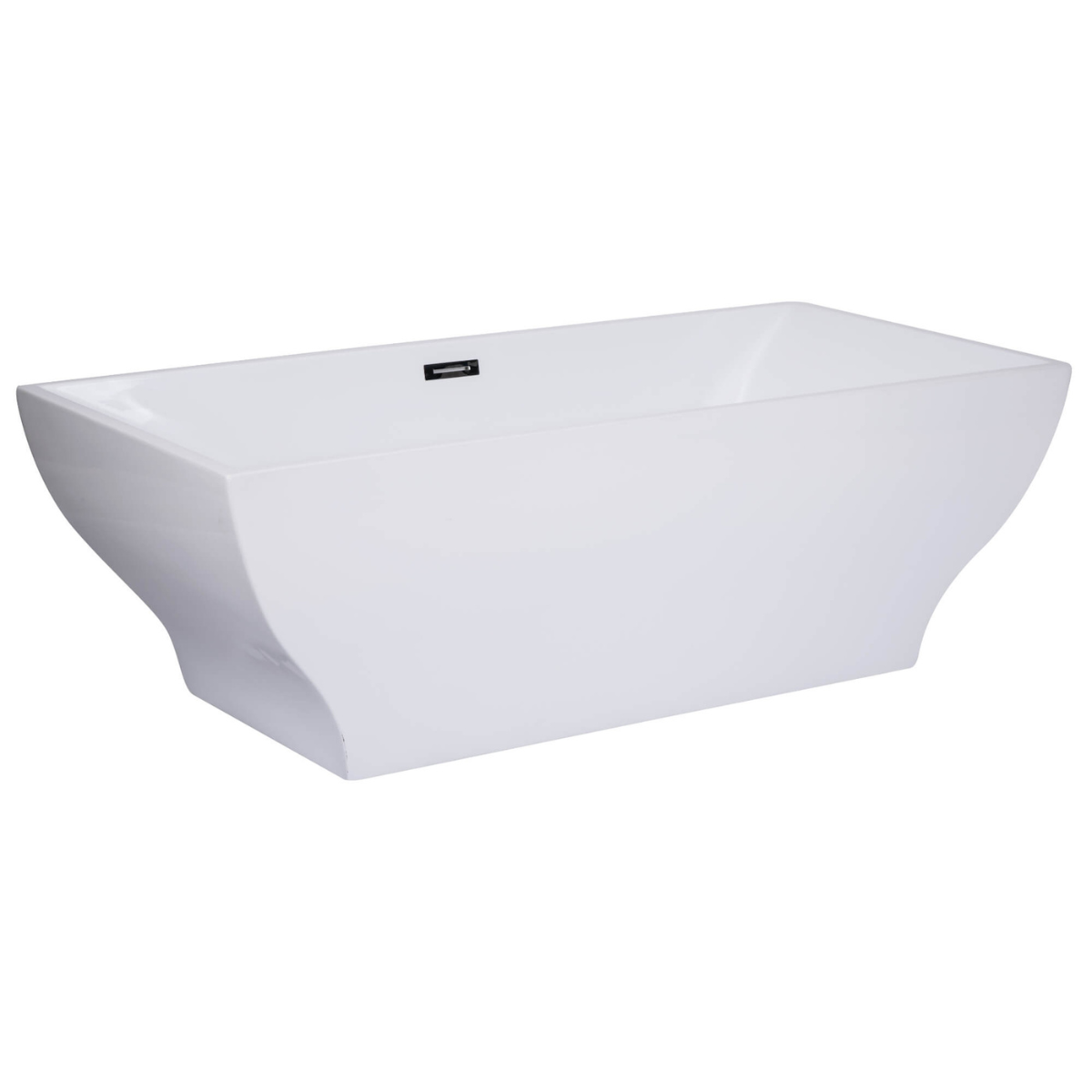 Inch White Rectangular Acrylic Free Standing Soaking Bathtub by Alfi