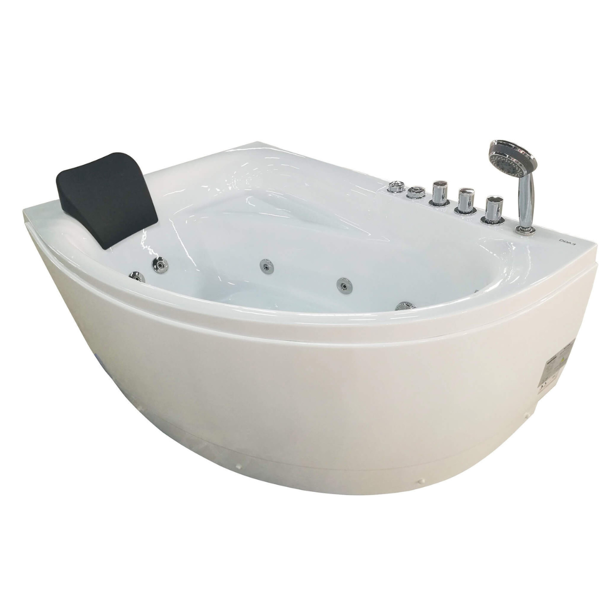 Single Person Corner White Whirlpool BathTub by Eago