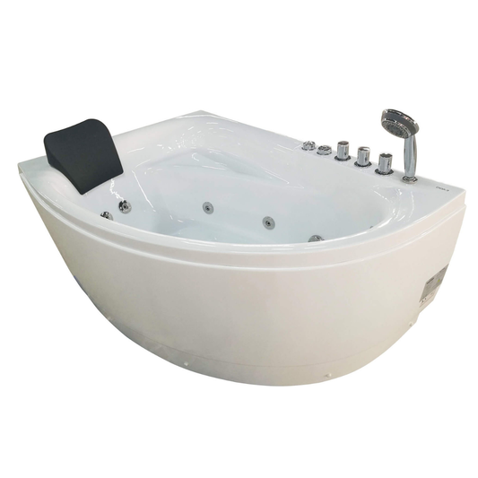 Single Person Corner White Whirlpool BathTub