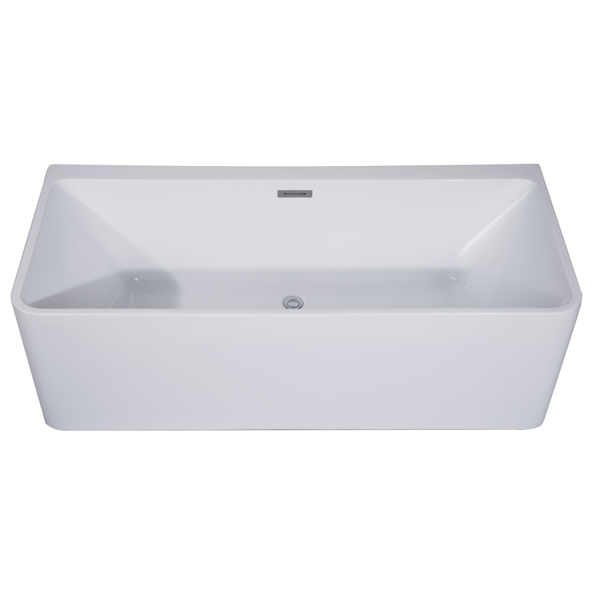 Sculptural Element 59 Inch White Rectangular Acrylic Free Standing Soaking Bathtub by Alfi