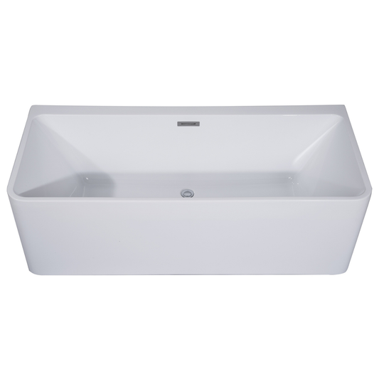 Sculptural Element 59 Inch White Rectangular Acrylic Free Standing Soaking Bathtub by Alfi