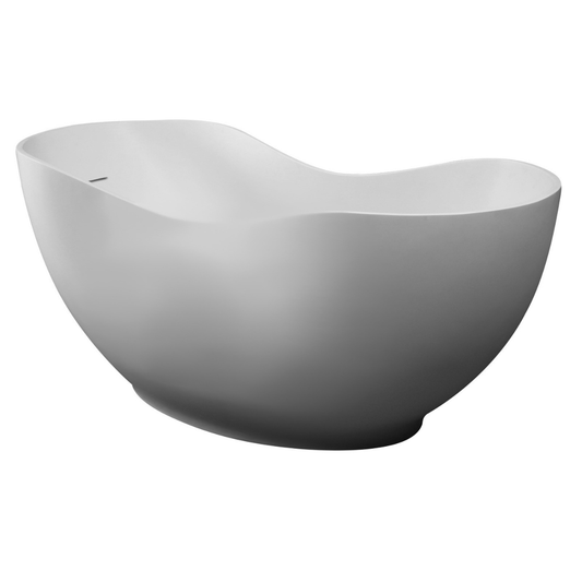 66" White Solid Surface Smooth Resin Soaking Bathtub by Alfi