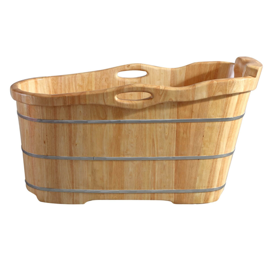 Wooden Soaking Bathtub with Headrest by Alfi