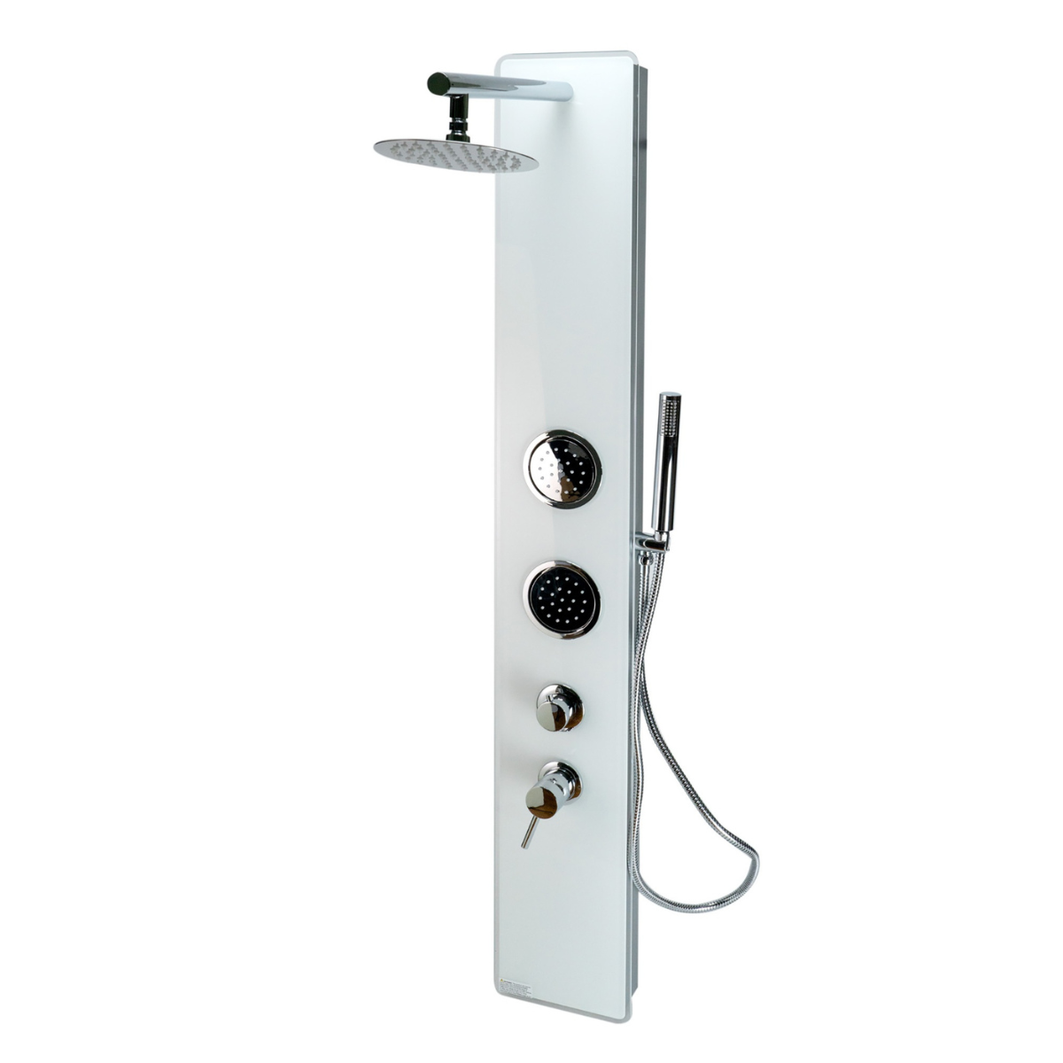 White Glass Shower Panel with 2 Body Sprays and Rain Shower Head by Alfi