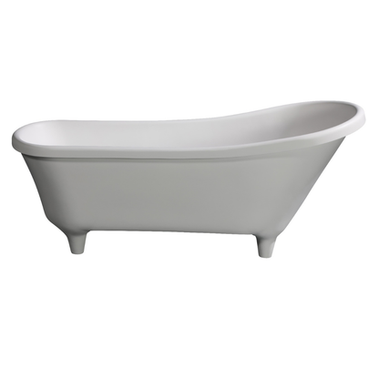 67" White Matte Clawfoot Solid Surface Resin Bathtub by Alfi