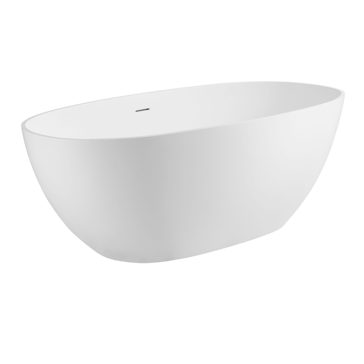 59" White Oval Solid Surface Resin Soaking Bathtub by Alfi