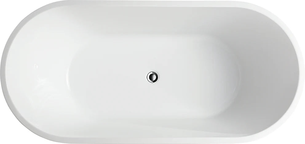 Flatbottom Freestanding Soaking Bathtub in  White/Polished Chrome