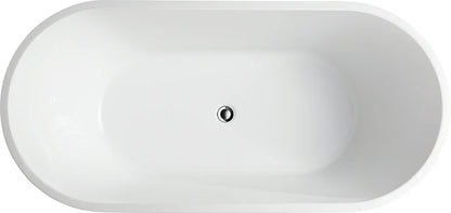 Flatbottom Freestanding Soaking Bathtub in  White/Polished Chrome