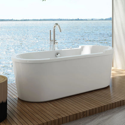 Oval Double Ended Single Sided Armrest Freestanding Bathtub by Whitehaus