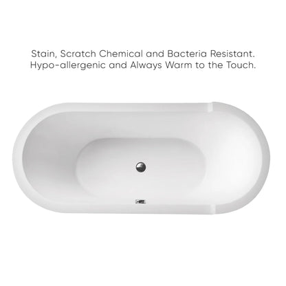 Oval Double Ended Single Sided Armrest Freestanding Bathtub by Whitehaus