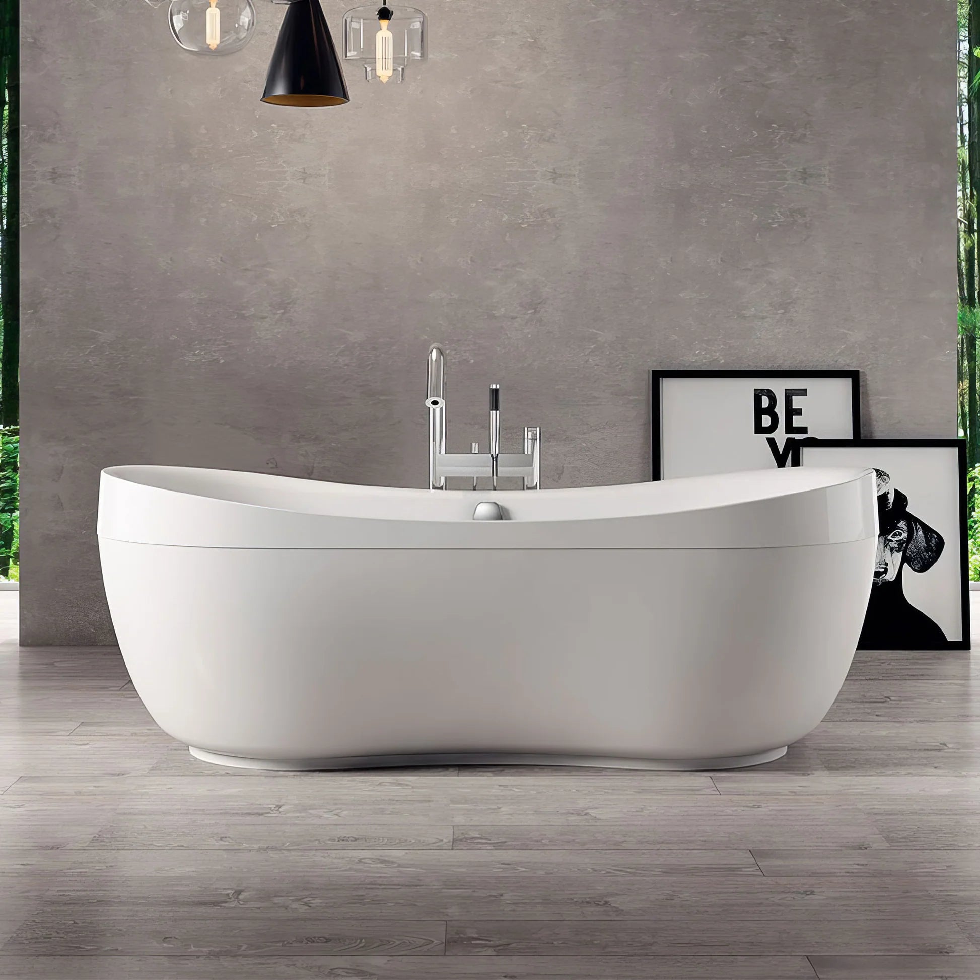 Oval Double Ended Freestanding Bathtub with Curved Rim by Whitehaus