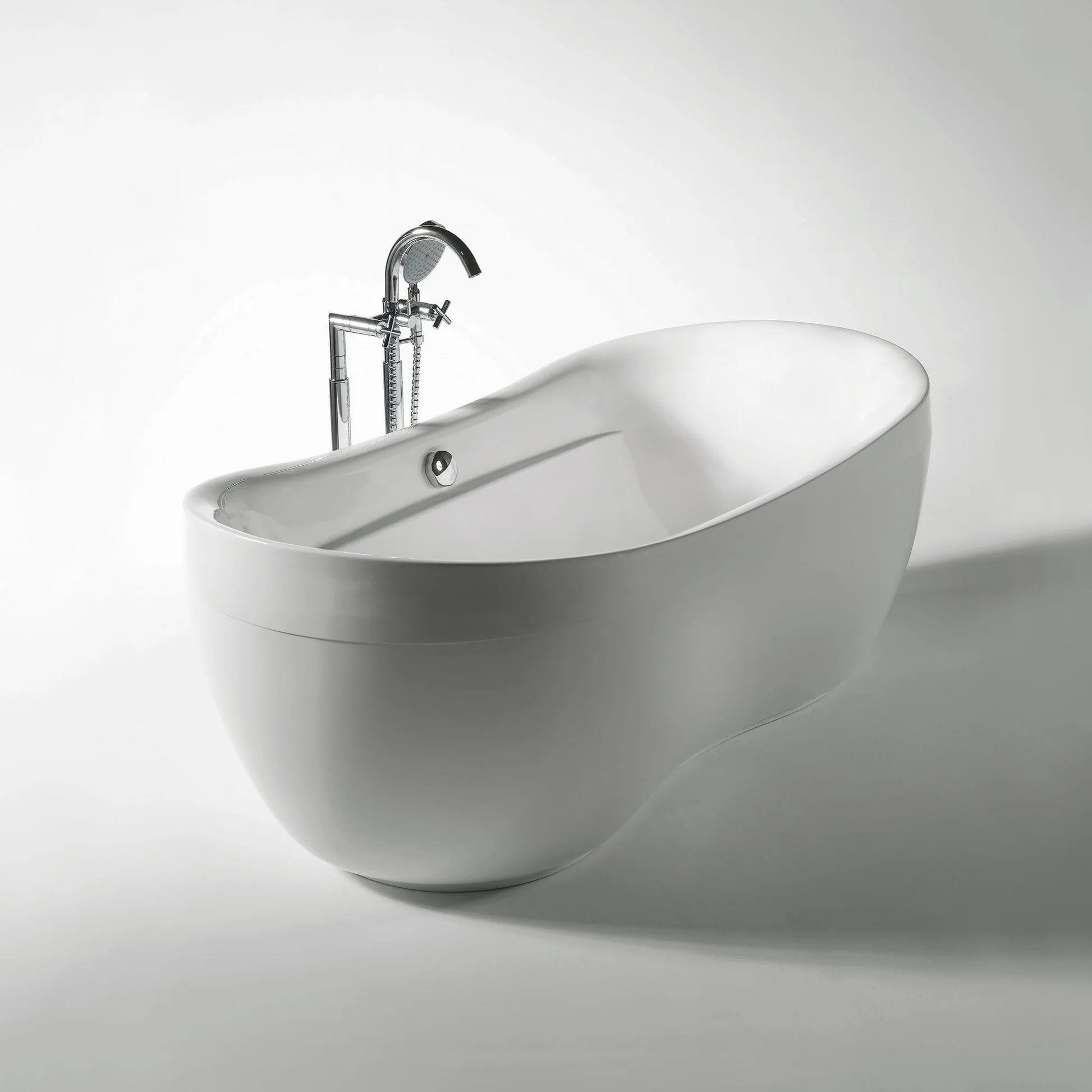Oval Double Ended Freestanding Bathtub with Curved Rim by Whitehaus