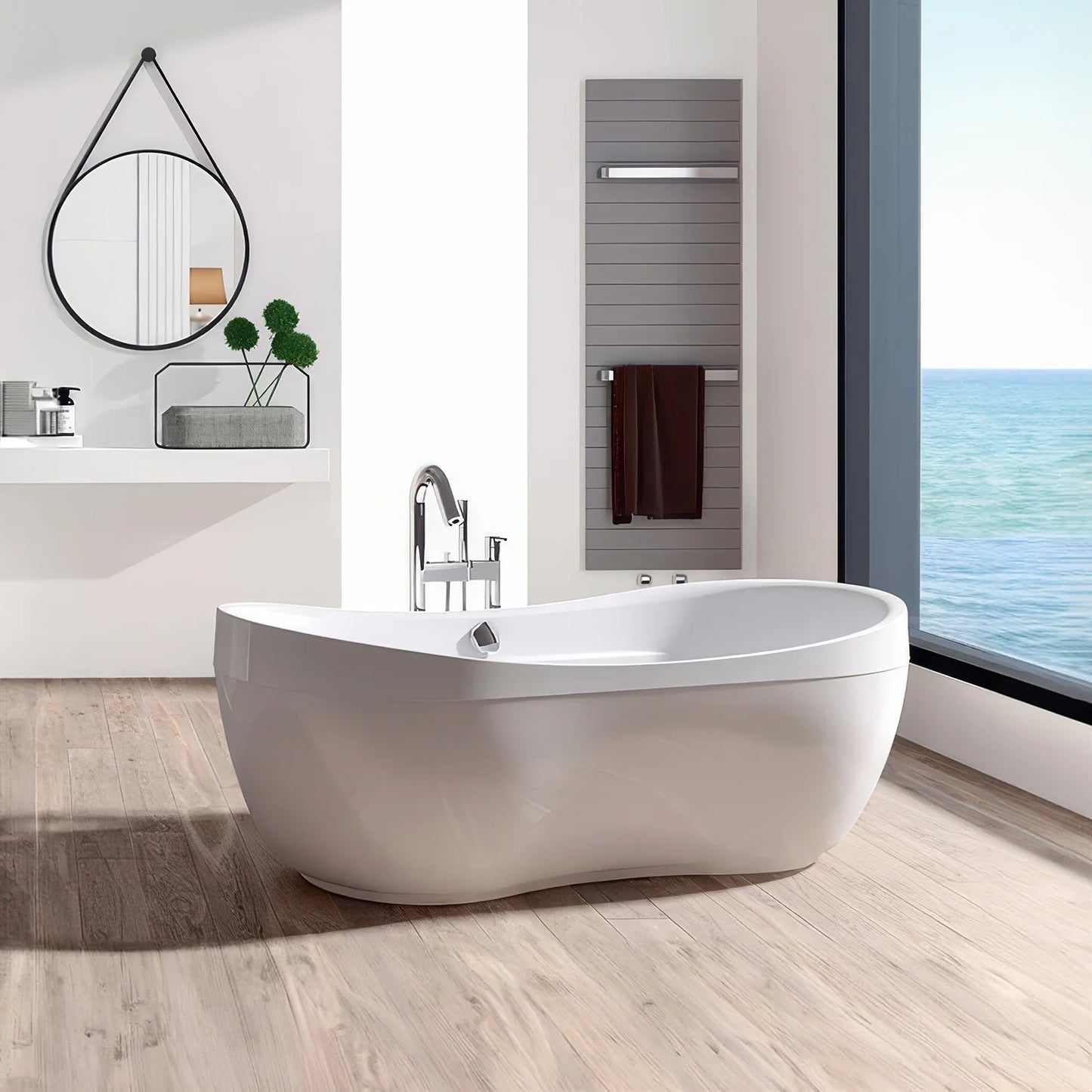 Oval Double Ended Freestanding Bathtub with Curved Rim by Whitehaus