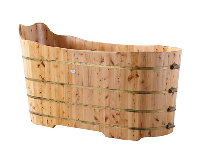 Free Standing Cedar Wood Bathtub with Bench by Alfi