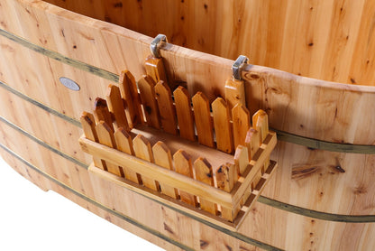 Free Standing Cedar Wood Bathtub with Bench by Alfi