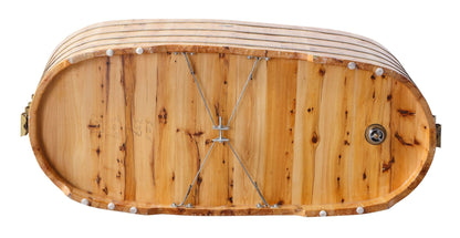 Free Standing Cedar Wood Bathtub with Bench by Alfi
