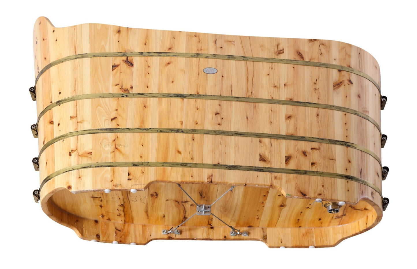 Free Standing Cedar Wood Bathtub with Bench by Alfi