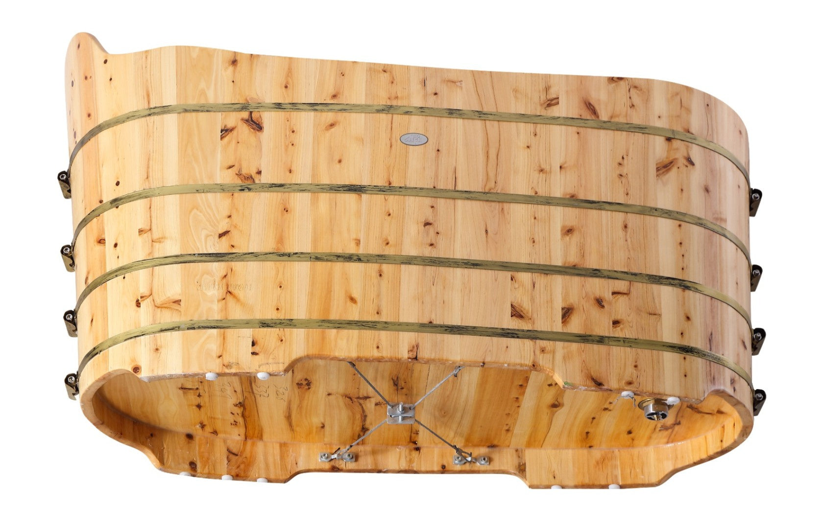 Free Standing Cedar Wood Bathtub with Bench by Alfi