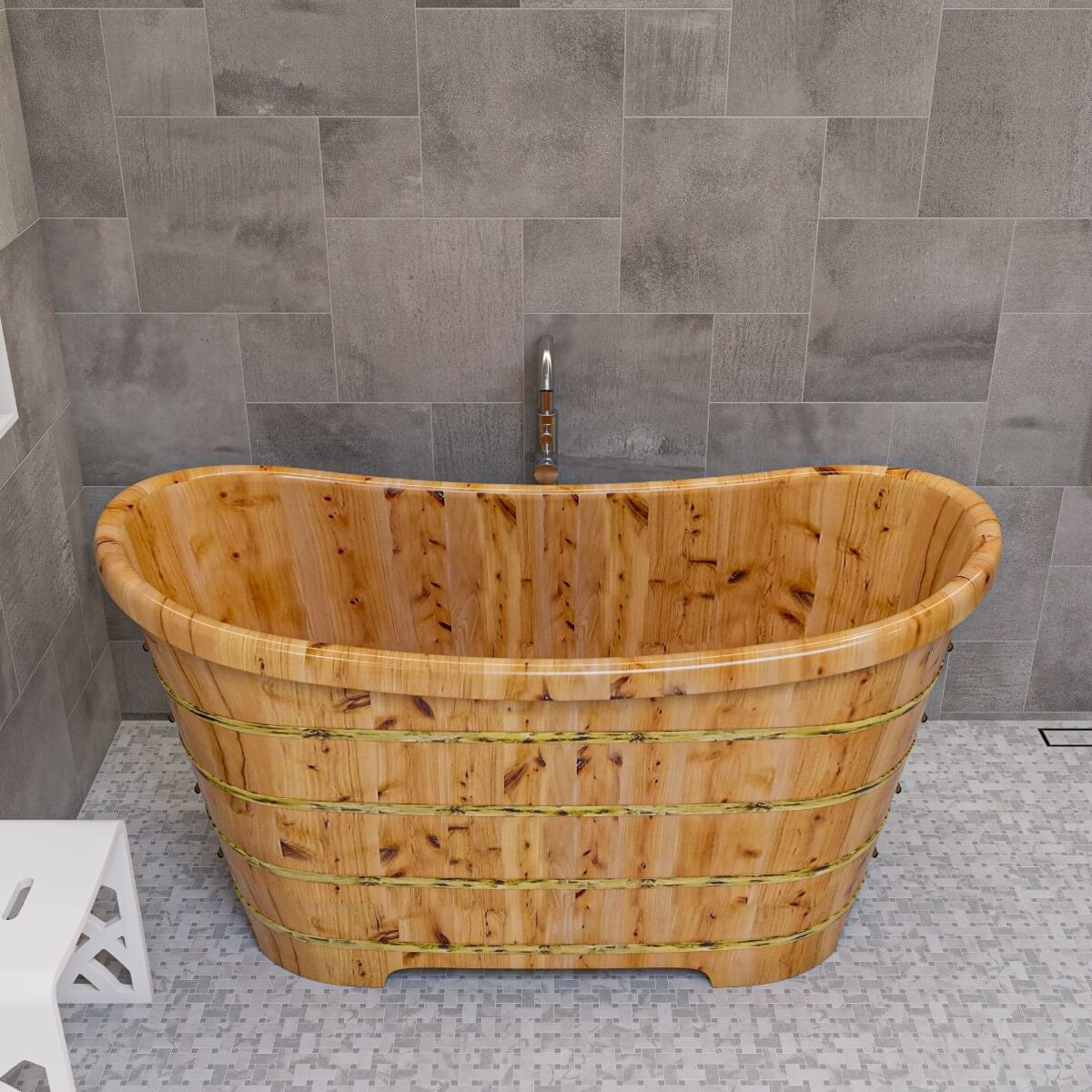 Free Standing Cedar Wooden Bathtub by Alfi