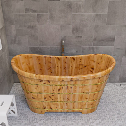 Free Standing Cedar Wooden Bathtub by Alfi