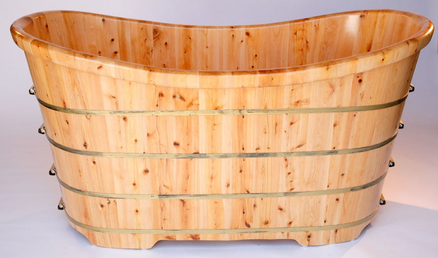 Free Standing Cedar Wooden Bathtub by Alfi