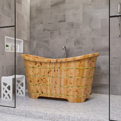 Free Standing Cedar Wooden Bathtub by Alfi