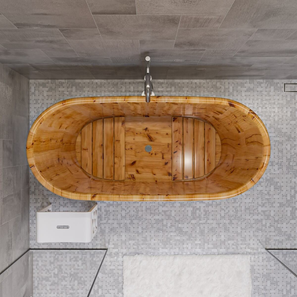 Free Standing Cedar Wooden Bathtub by Alfi