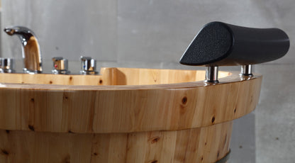 2 Person Free Standing Cedar Wooden Bathtub with Fixtures & Headrests by Alfi