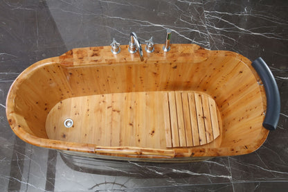 Free Standing Cedar Wooden Bathtub with Tub Filler by Alfi
